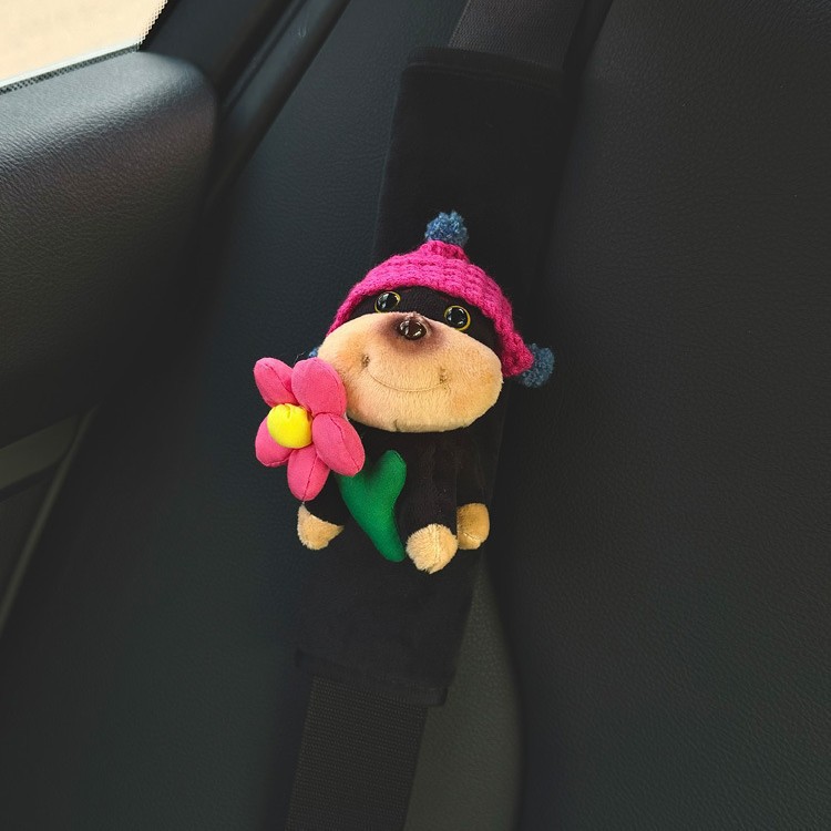 Abeja perro cinturón de coche funda de hombro cinturón de seguro de coche funda de mango accesorios de decoración de coche tela de flor de cuello anti-estrangulación