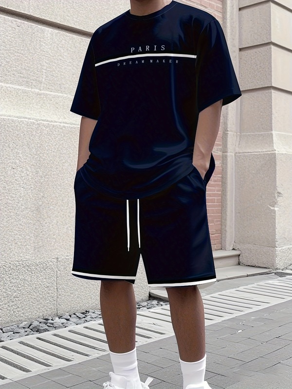 2025年夏季男士休闲时尚简约潮流套装短袖短裤|undefined