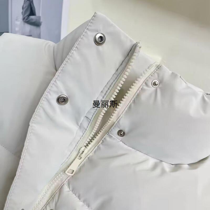 European and American Style 2023 Winter New Short Vest Outer Wear Warm Two-Color Pu Imitation Leather Cotton Vest Simple and Versatile