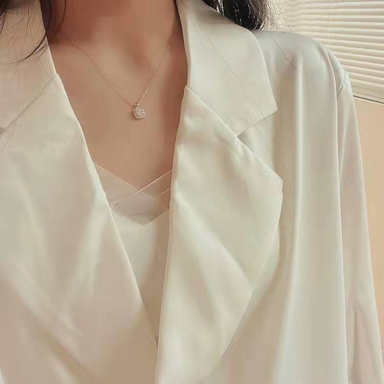 925 Sterling Silver Material 925 Sterling Silver Zircon Plating Geometric Pendant Necklace