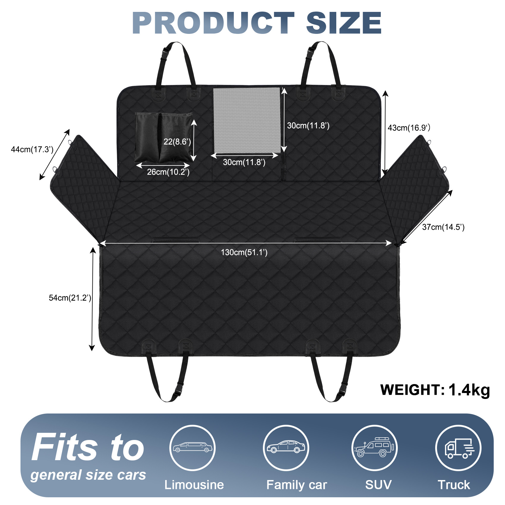 Impermeable para mascotas estera del coche cuatro estaciones universal mascota estera del coche sólido asiento trasero tronco coche control central nido