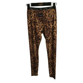 欧货潮牌街头高定复古豹纹字母贴布边修身弹力芭比瑜伽小脚裤女春