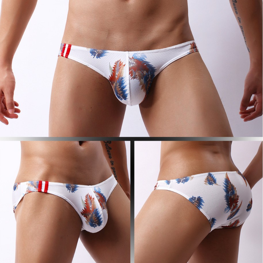 Summer Young Students European and American Low-Waist Men's Underwear U-Convex Mesh Breathable Cartoon Printed Briefs E-073