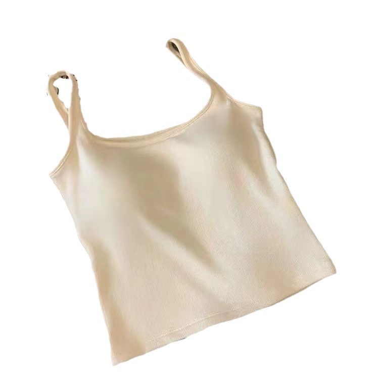 6850 # otoño y invierno molido chaleco de cuello cuadrado de colgante de mujer cojín de taza delgada y delgada base cómoda para vestir la parte superior