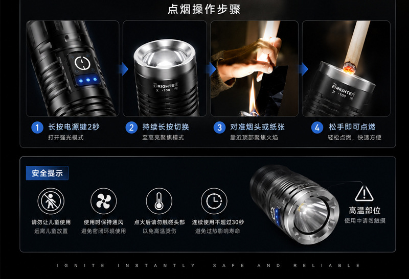 Cross-Border Hot-Selling High-Brightness Flashlight with Aluminum Alloy Body, Outdoor Super Bright Lithium Battery, Long-Lasting Battery Life, Multi-Light Core Work Light