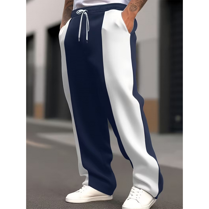 Cross-border men's clothing Amazon American-style men's casual sports loose-fitting training jogging quick-dry color-blocked long pants