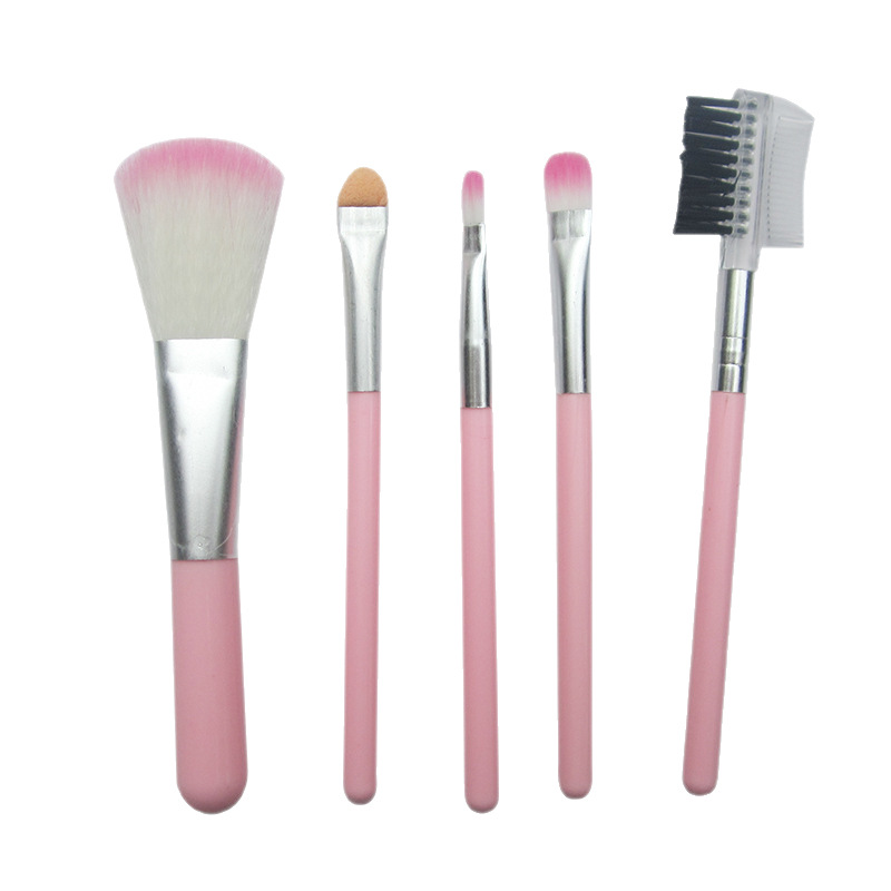 Juego de brochas de maquillaje de 5 piezas, brocha para sombra de ojos, brocha para labios, brocha para colorete, brocha para pestañas, brocha de maquillaje de pelo animal