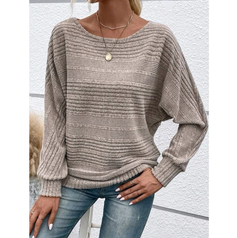 European and American cross-border Amazon autumn and winter New comfortable casual solid color long sleeve round neck stitching pullover top T-shirt for women