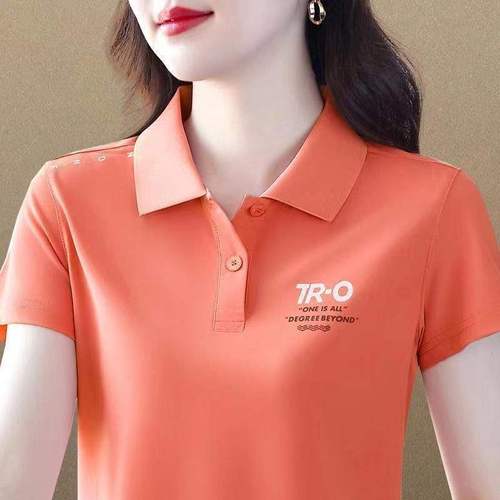 Quality mother lapel short-sleeved t-shirt women's summer polo middle-aged sports casual tops large size