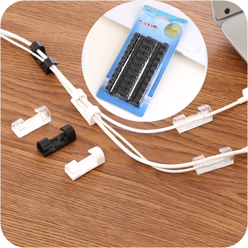 Self-Adhesive Wire Organizer Fixed Clip Cable Clip Network Cable Organizer Data Cable Fixed Cable Clip 20 Pieces