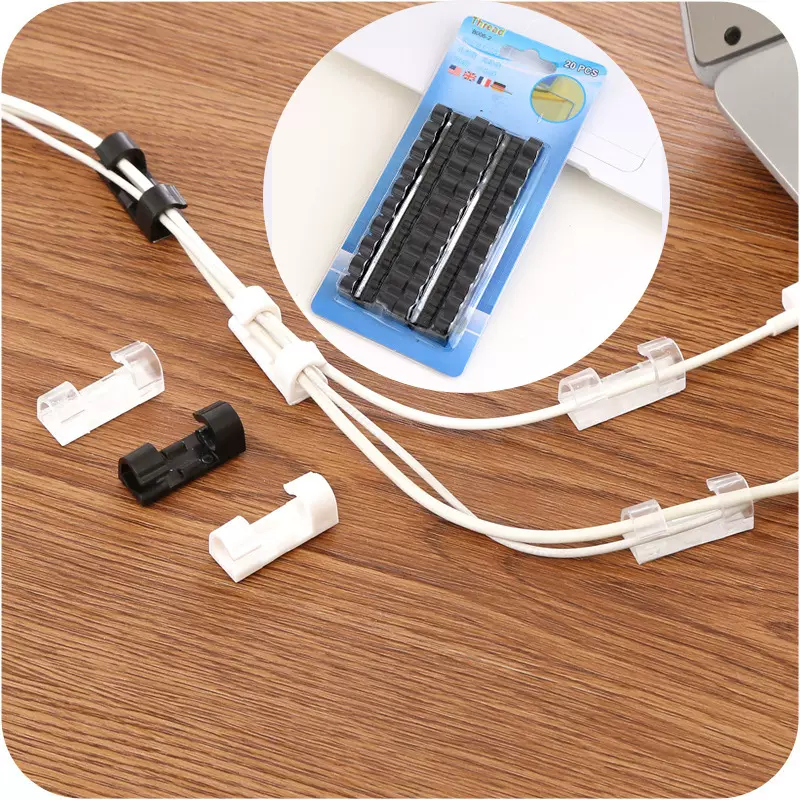 自粘电线理线器固定夹线卡子网线整理器数据线固线夹 20个装