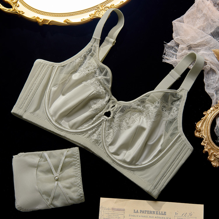 6631 encaje de pestañas de satén de alta gama sexy pecho grande CD taza ropa interior mujer ultrafino cómodo sujetador ajustable verano