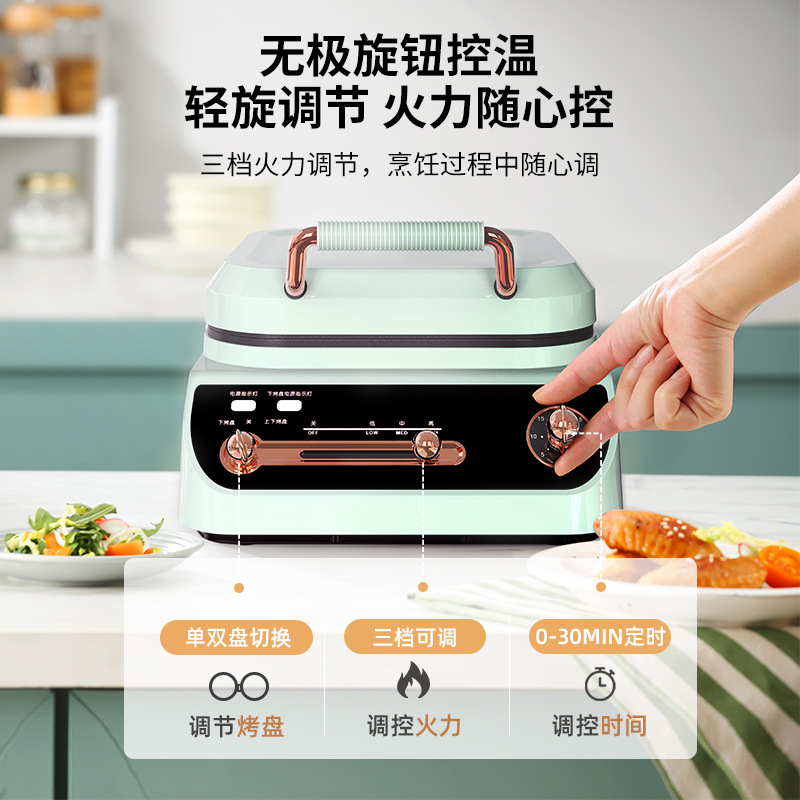 SUNING Home Electric Timed Multifunction Panini Press Double-Sided Pancake Maker for Wholesale, Deep Electric Pancake Pan