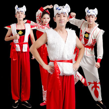 新款陕北民族安塞腰鼓传统陕西民歌服秧歌服开场舞打鼓舞服演出服