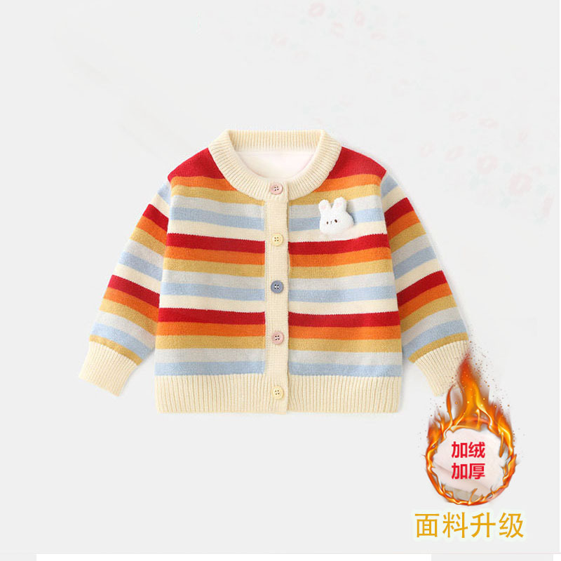 韩式风2025童装婴童外套宝宝衣服针织儿童开衫女童毛衣