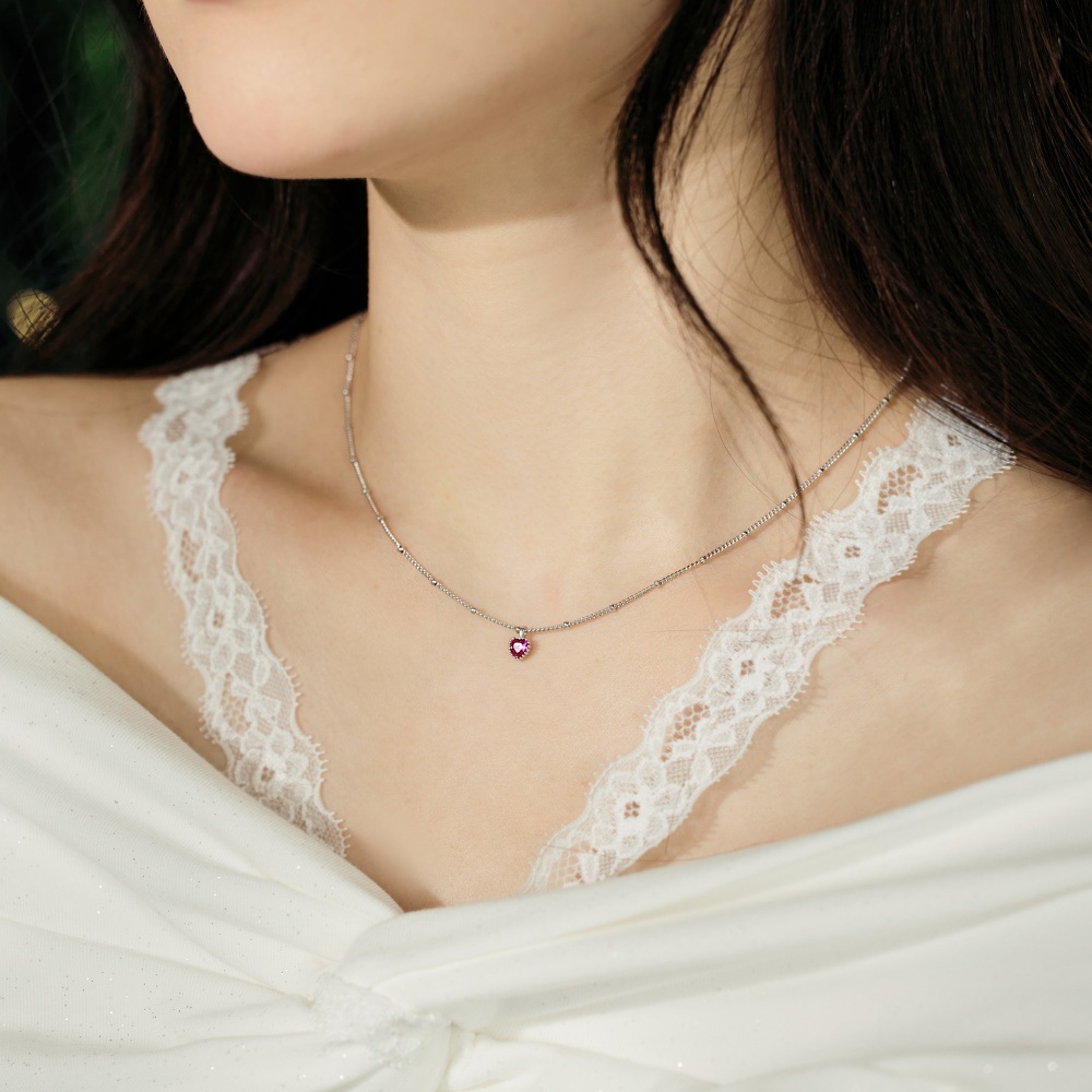 3g Weight 925 Sterling Silver Pendant Material Pendant Necklace Classification 925 sterling silver Chain Material 925 Sterling Silver Ball Chain Plating Heart Shape Pendant Necklace