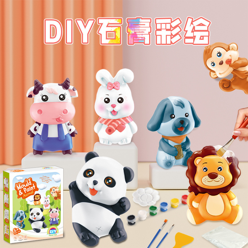 New plaster painted children's creative handmade diy plaster doll graffiti coloring refrigerator magnet toy set