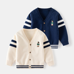 Children's Sweater Autumn New Boys' Woolen Cardigan Baby V-neck Embroidered Korean Version Foreign Trade Wholesale Children's Clothing Tops