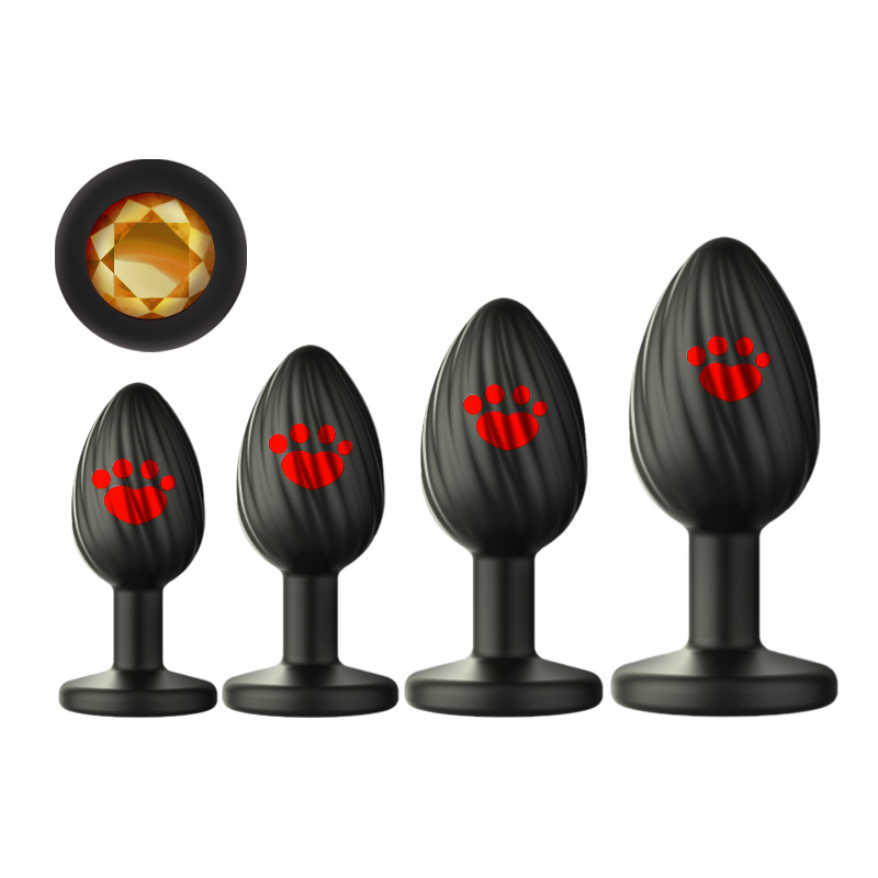 Cat Claw Threaded Silicone Anal Plug with Diamond Detail, Textured Butt Plug, Velvet Pouch Included — detail image 12