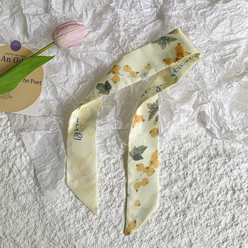 Bufanda de seda, banda larga, sensación de alta calidad, nuevo estilo, cuello, bufanda pequeña, serie de frutas, pañuelo para el cabello, cinta para el cabello