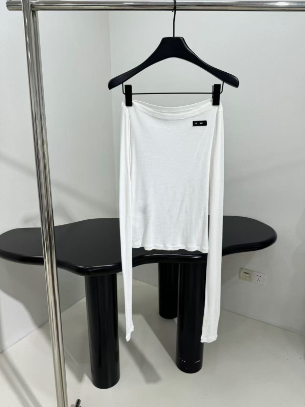 Nanyou レディース 25 夏秋新ファッション年齢軽減スタイルレターパッチワンショルダーカラー薄底長袖 Tシャツ|undefined