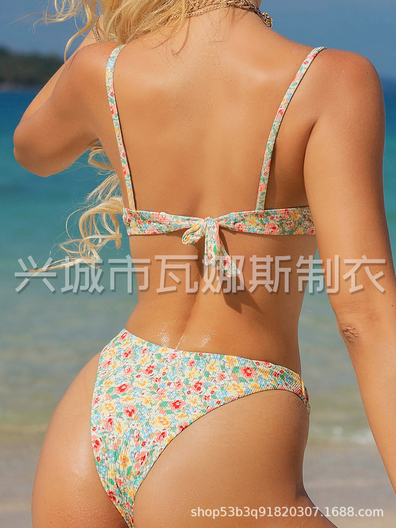 Единичный полосатый printed стальной обруч новый купальник комплект triangle Bikini пляжный отдых кросc -border купальник женский внешний рынок