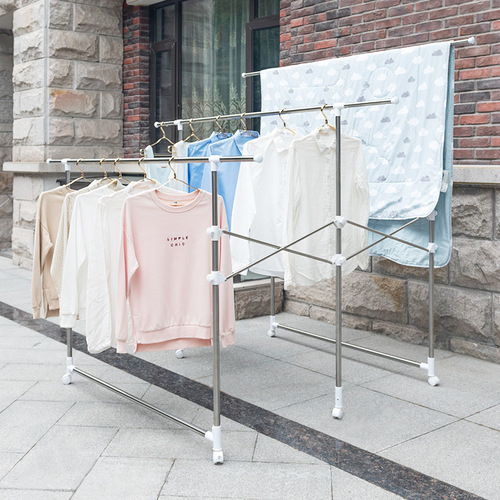 Clothes drying rack, floor-standing folding stainless steel balcony lift clothes drying rack, quilt rack, mobile clothes drying pole wholesale manufacturer