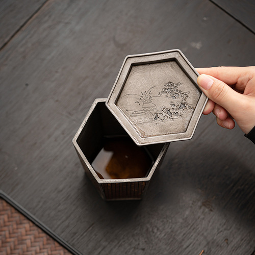 Xiangfei Bamboo Hexagonal Jianshui Retro Small Dry Kung Fu Tea Set Tea Residue Tank Water Bowl Washing Tea Ceremony Tea Washing Accessories