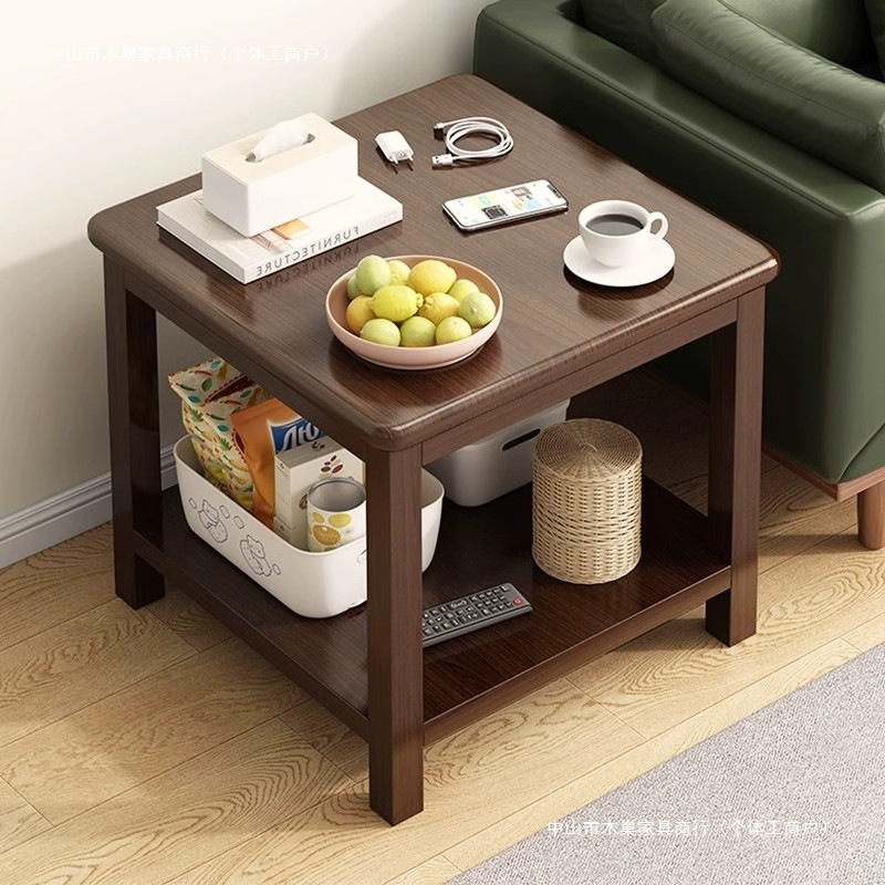 Side Table Sofa Side Cabinet Living Room Home Simple Modern Small Coffee Table Balcony Square Pure Solid Wood Small Square Table