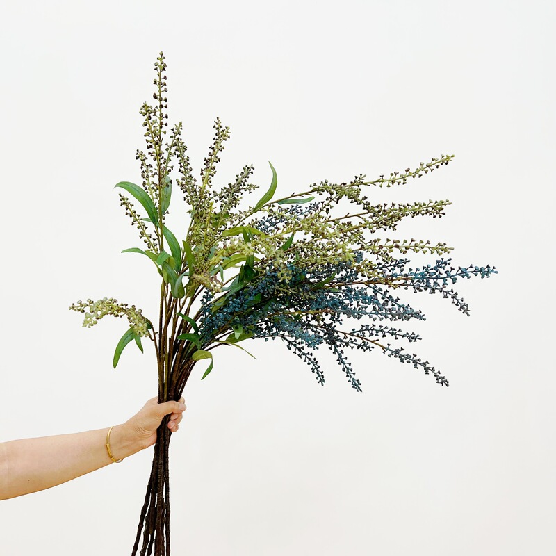 3-Pronged Salted Fruit Rice Seed Soft Rubber Acacia Fruit Nordic Home Model Room Floral Artificial Fruit Branch Photography Props