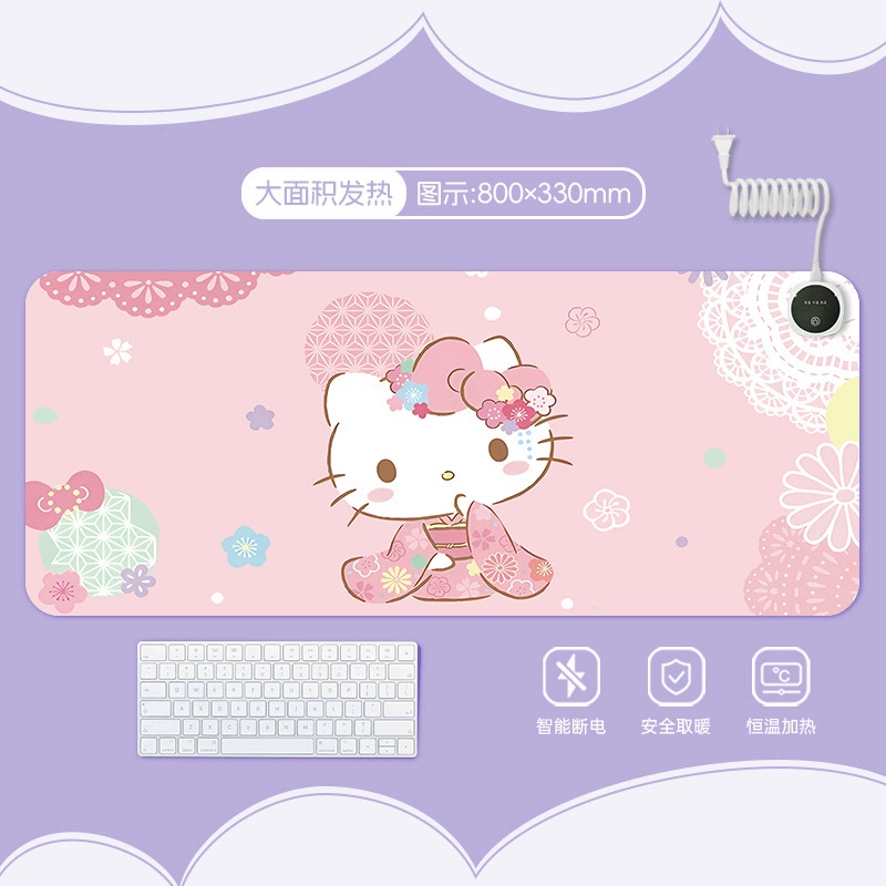 Hello kitty, table mat writing, table teaching laptop, mouse