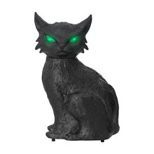 万圣节发光发声装饰道具转头黑猫跨境万圣节塑料装饰品黑猫摆件