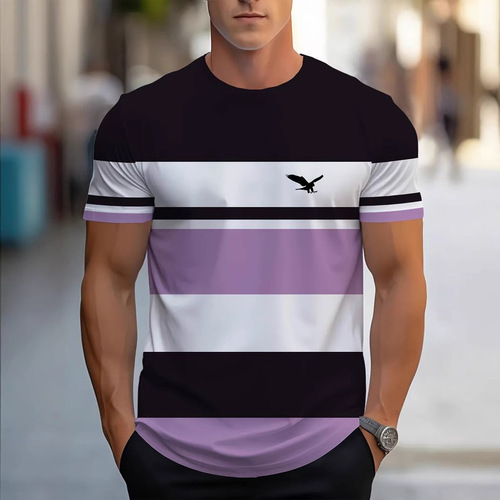 European and American Cross-border 3D Digital Short-Sleeve Amazon Best Selling New Fashion Casual Crew Neck T-Shirt Breathable Sweatproof Top