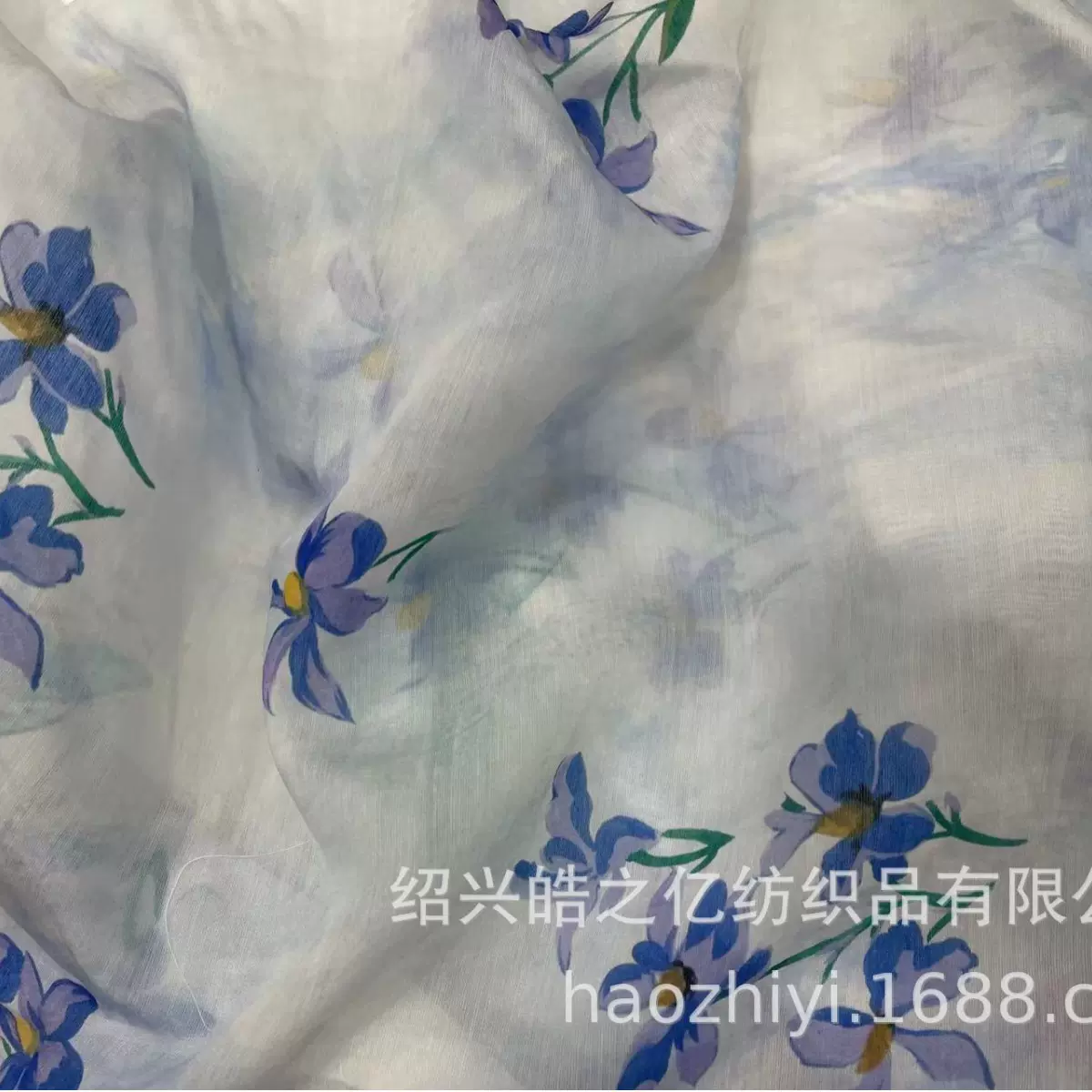水印活性染印花平纹天丝锦纶面料春夏布料批发透气数码服饰