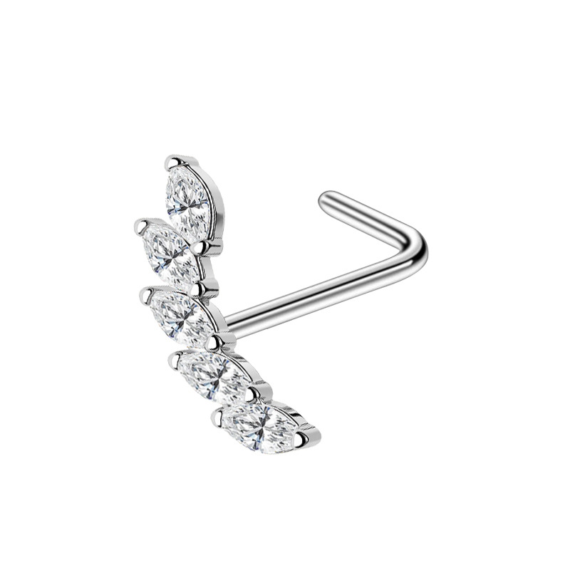 Bent Rod Stainless Steel Fashion Zircon Side Nose Stud Fine Needle Piercing Earring Yiwu Source Manufacturer Wholesale_voghion.com