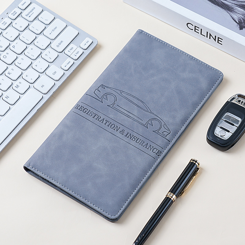 Bolsa de identificación de automóviles de cuero bolsa de tarjetas de registro de automóviles y titular de seguros multifuncional PU carpeta de documentos de automóviles