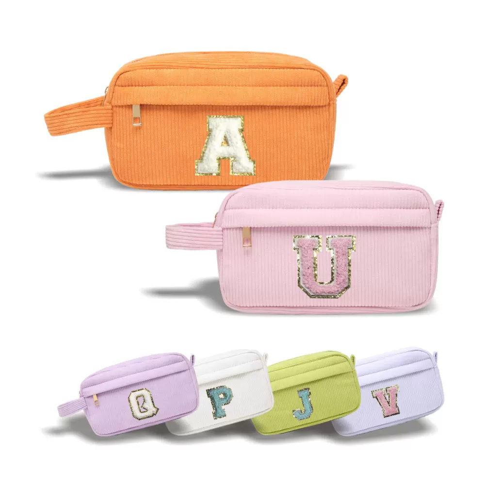 迷你灯芯绒化妆包时尚简约口红化妆品大容量手提式便携收纳包跨境