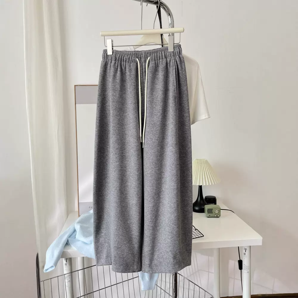 爆款抽绳直筒休闲裤女2025年秋新款宽松显瘦阔腿裤九分气球裤6360