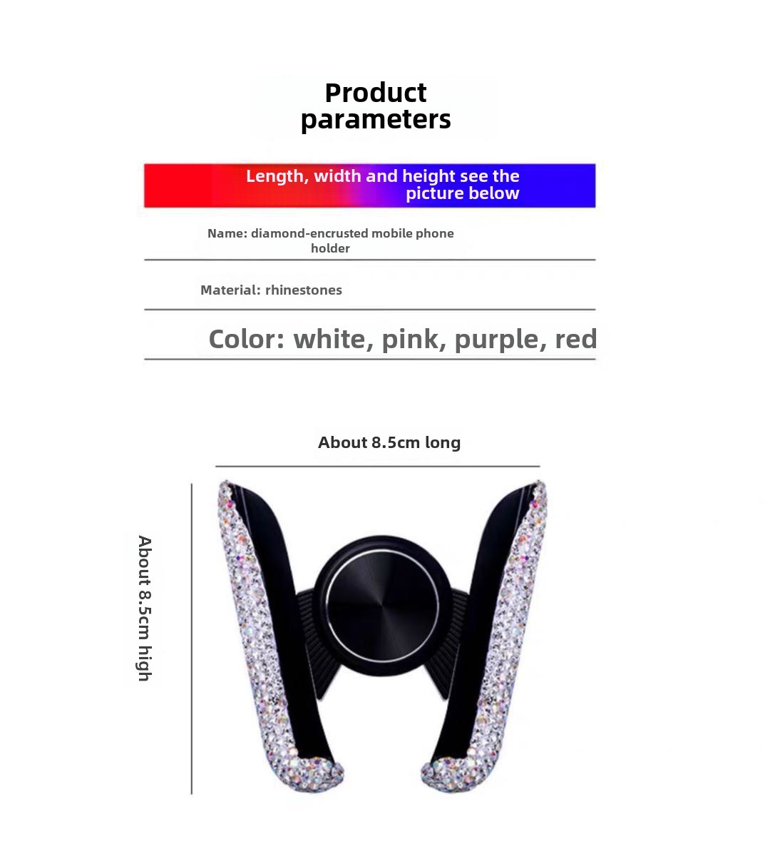 Grenzüberschreitende Auto-Handyhalterung mit Diamant-Einbettung, Navigationsrahmen, Luftauslasssitz mit doppeltem Verwendungszweck, Schwerkraft-Handyhalterung, weibliche Halterung_voghion.com