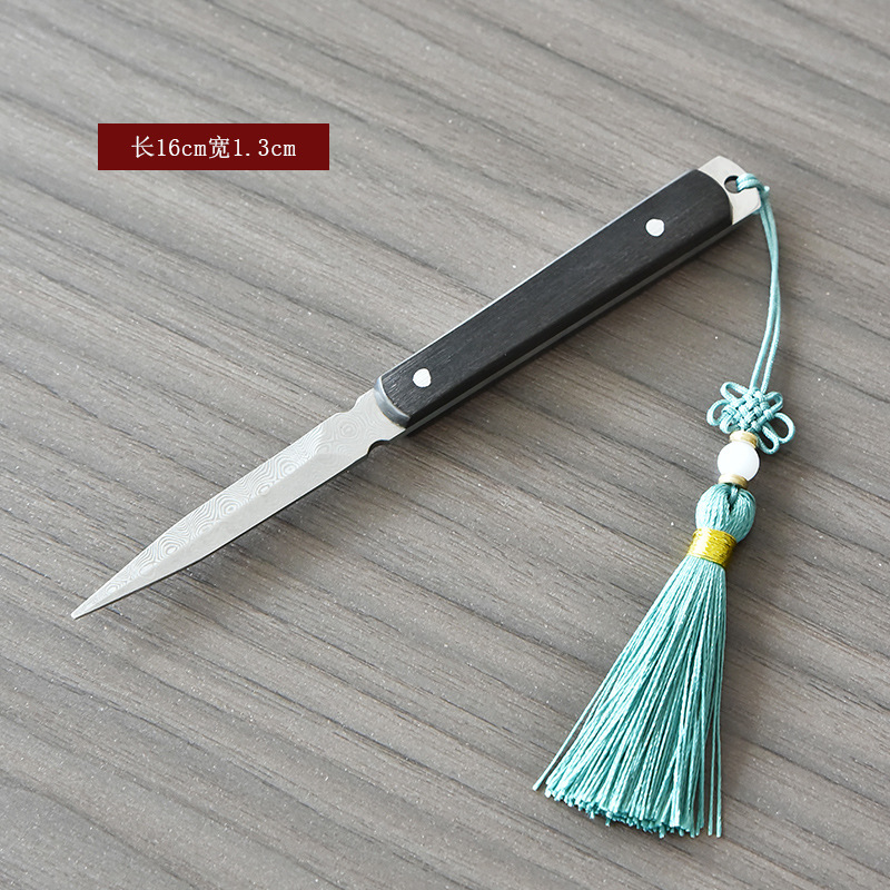 Cuchillo para té con diseño de sándalo púrpura 0802, incluye borlas aleatorias.