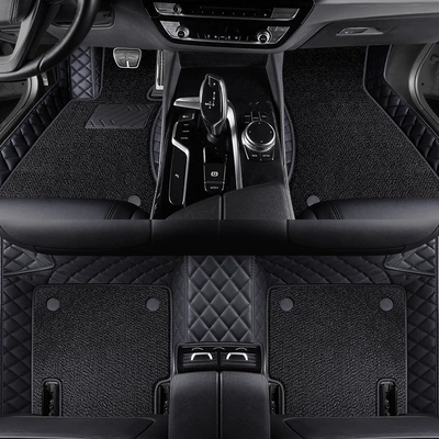Mats Car Interior Waterproof Floor Mats — Ayaqaltılar (Kovriklər) - black-black-comfort-silk-double-layer-foot-pads