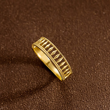 纯18K金戒指女 罗马欧洲风小众设计感食指戒黄金珠宝首饰 30939