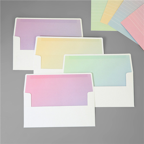 Creative aurora color letter paper set Korean style small fresh envelope gradient letter paper 2 envelopes 4 letter paper wholesale