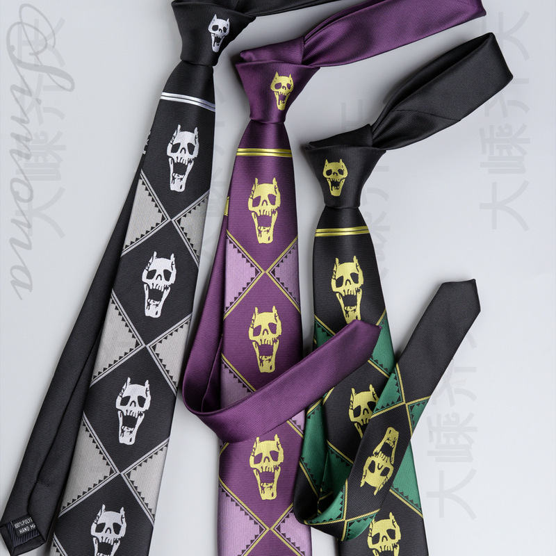 JOJO Wonderful Adventure Kira Jiying Skull Zipper Tie Male Anime Dk Hand-Hit Jk Shirt Female Accessories