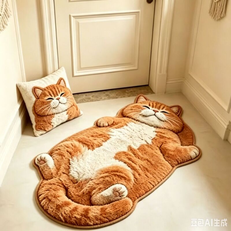 Cartoon-shaped cat floor mat for indoor entrance, dirt-resistant, easy to clean, wear-resistant decorative mat for living room and bedroom Cartoon-shaped cat floor mat for indoor entrance, dirt-resistant, easy to clean, wear-resistant decorative mat for living room and bedroom