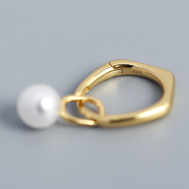 925 Sterling Silver Ear Needle Material 18K Real Gold Plated, Platinum Plated Plating Material 1 Pair 925 Sterling Silver Artificial Pearls Geometric Earrings