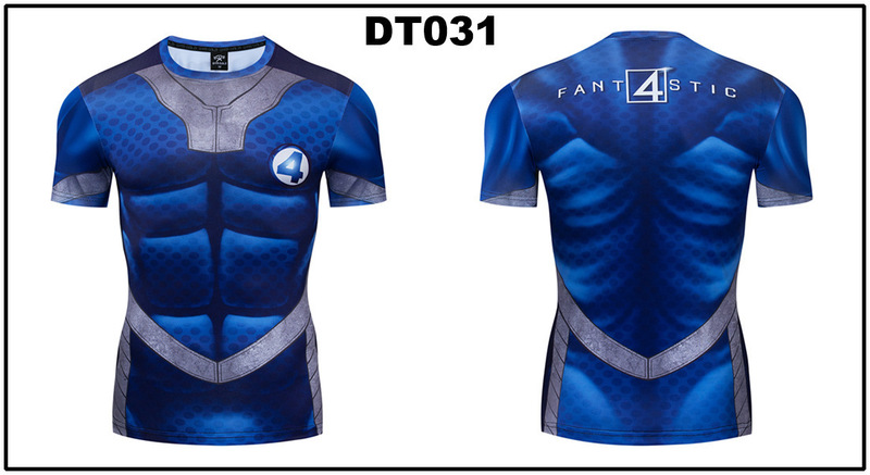 貿易アマゾンメンズアベンジャーズマーベルDC同服スポーツフィットネスストレッチ半袖Tシャツ|undefined