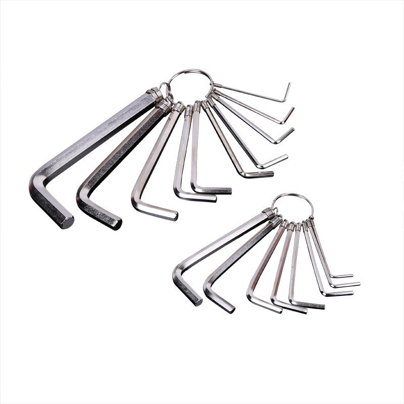 甬工合金钢8支装内六角手动扳手挂袋钥匙圈配套汽修扳手工具