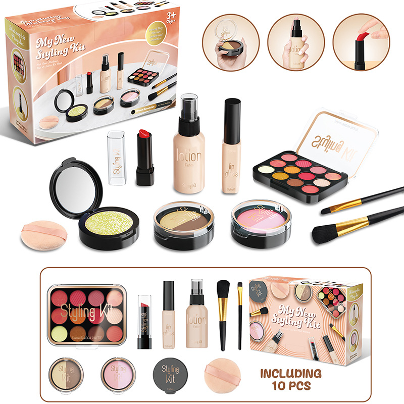 Navidad infantil imitación de sombras de ojos maquillaje juguetes de maquillaje para niñas en el hogar no borrable princesa maquillaje cubierta
