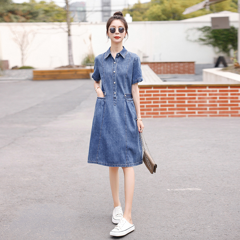 Summer thin retro denim skirt